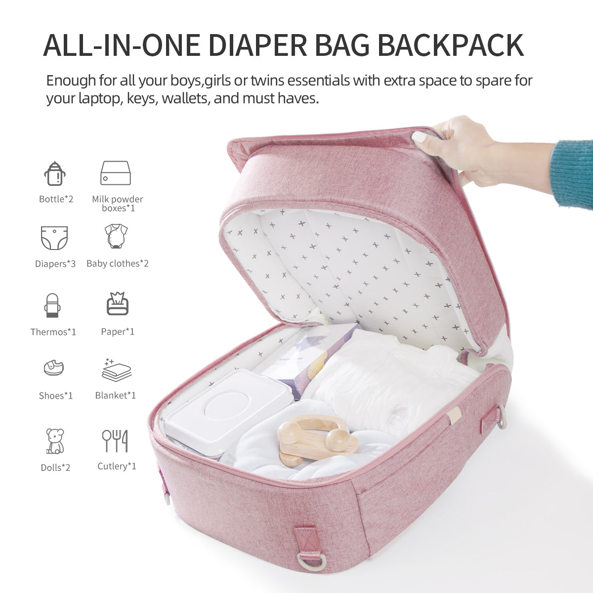 Portable Baby Diaper Bag Backpack with Changing Pad