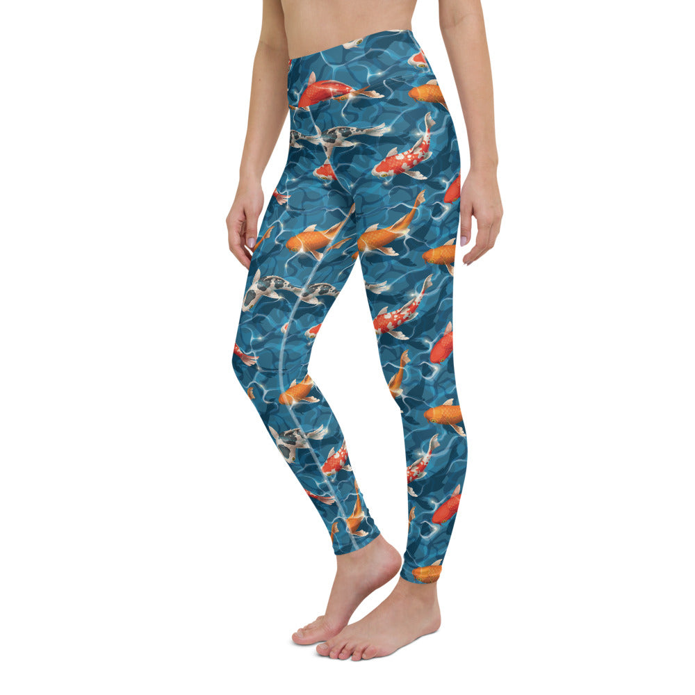 Raw Nature Koi Fish High Waist Leggings