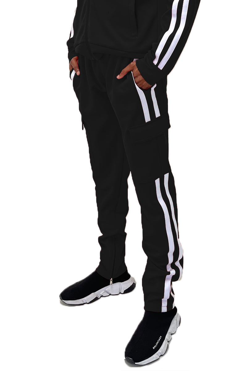 TWO STRIPE CARGO POCKET TRACK PANTS