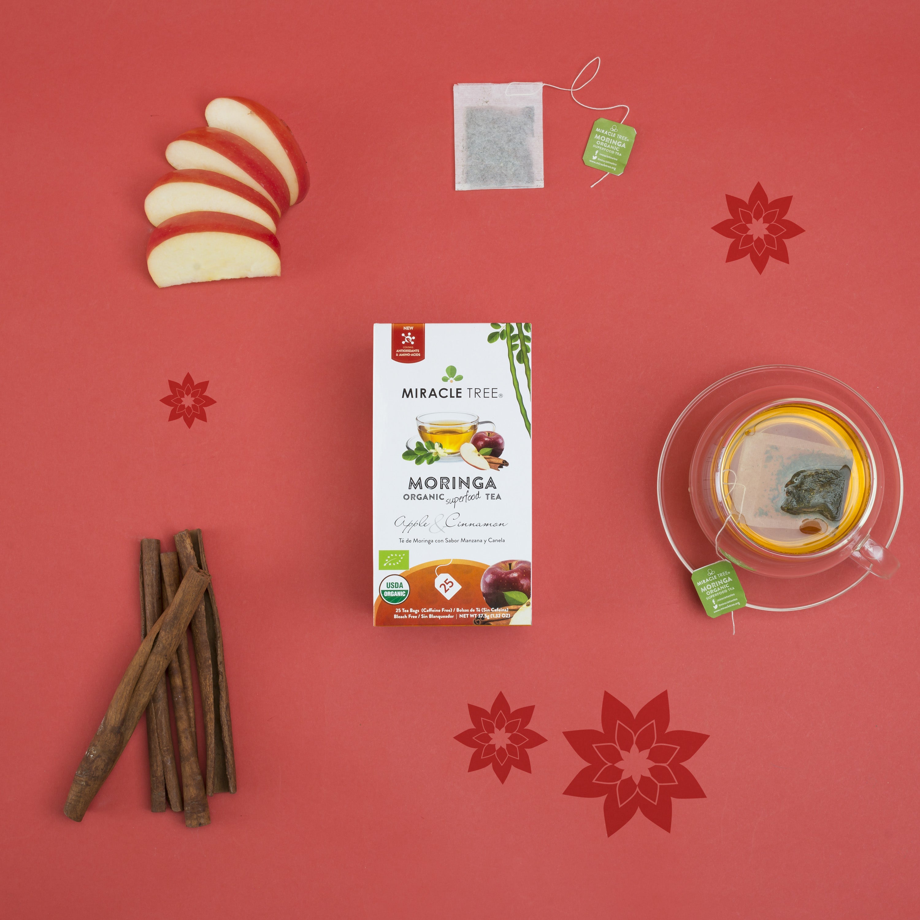 Miracle Tree Organic Moringa Tea, Apple & Cinnamon