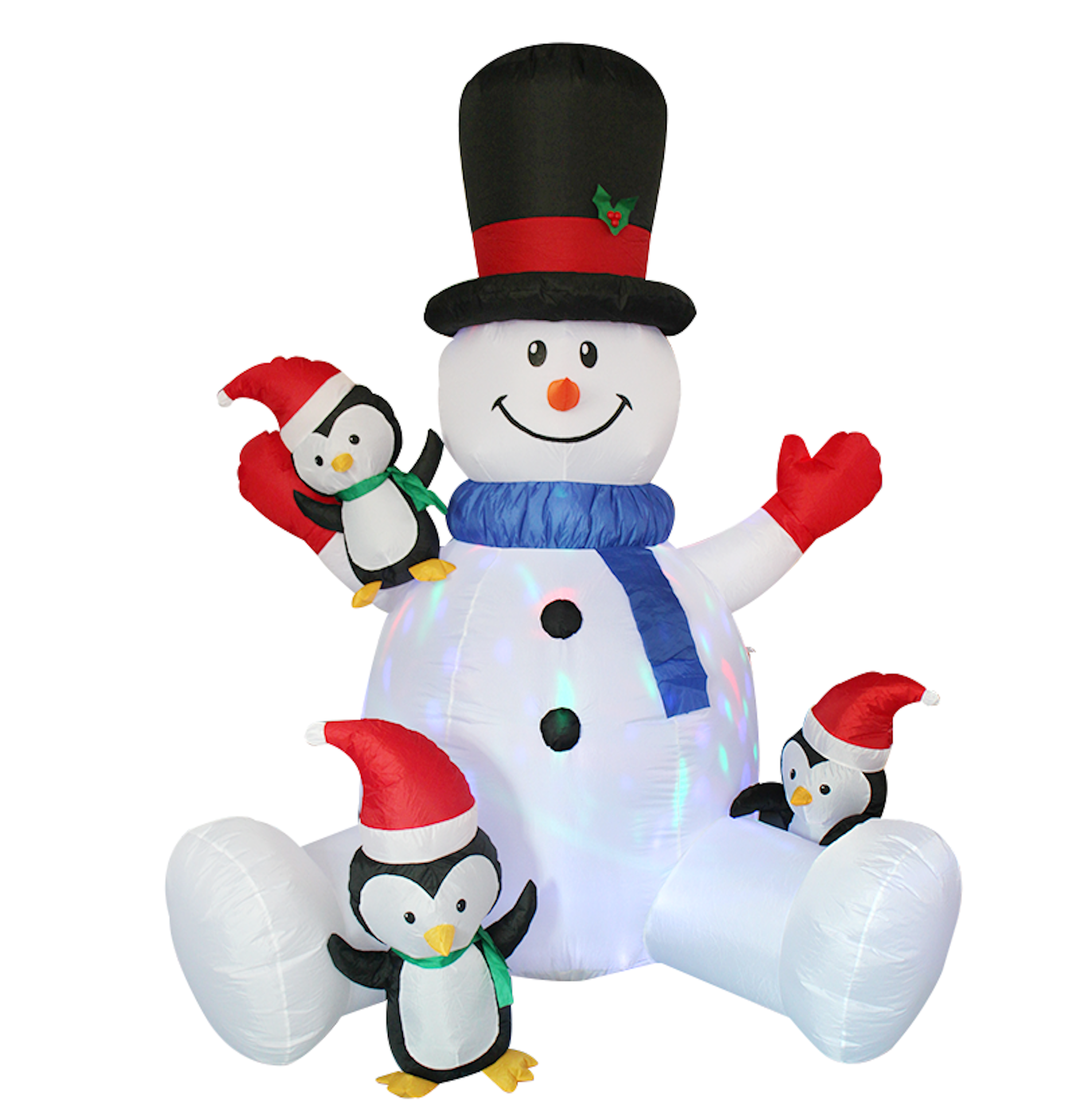 Outdoor Inflatable Snowman with Penguins