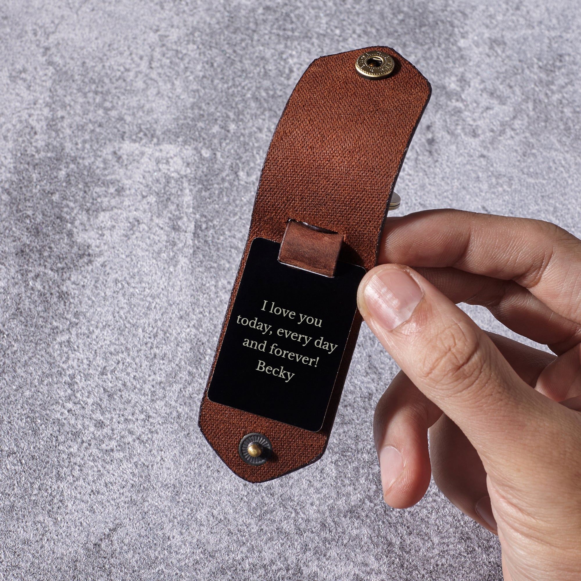 Engraved Leather Keychain For Men