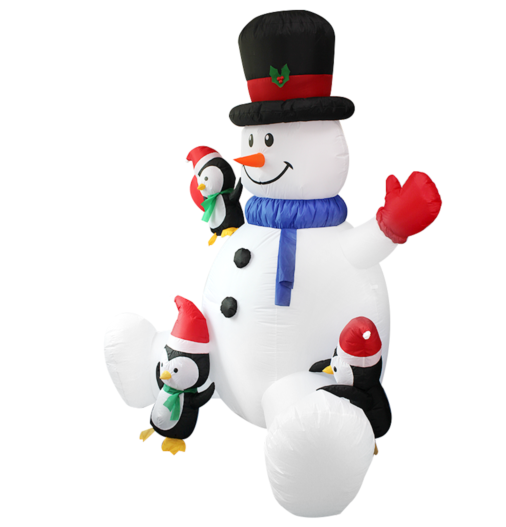 Outdoor Inflatable Snowman with Penguins