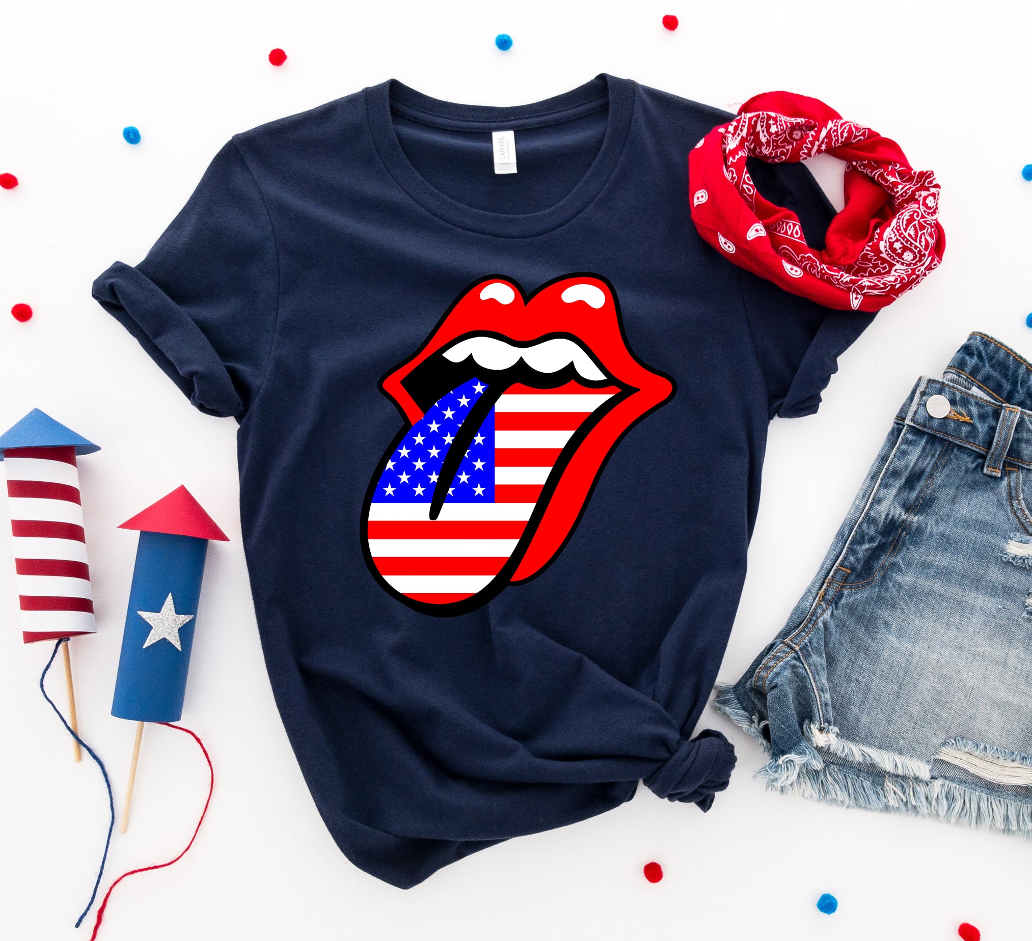 USA Lips 4th of July T-shirt