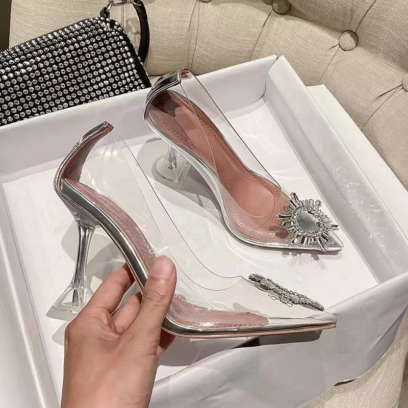 New women shoe Pointed Toe transparent high heels sexy Sandal