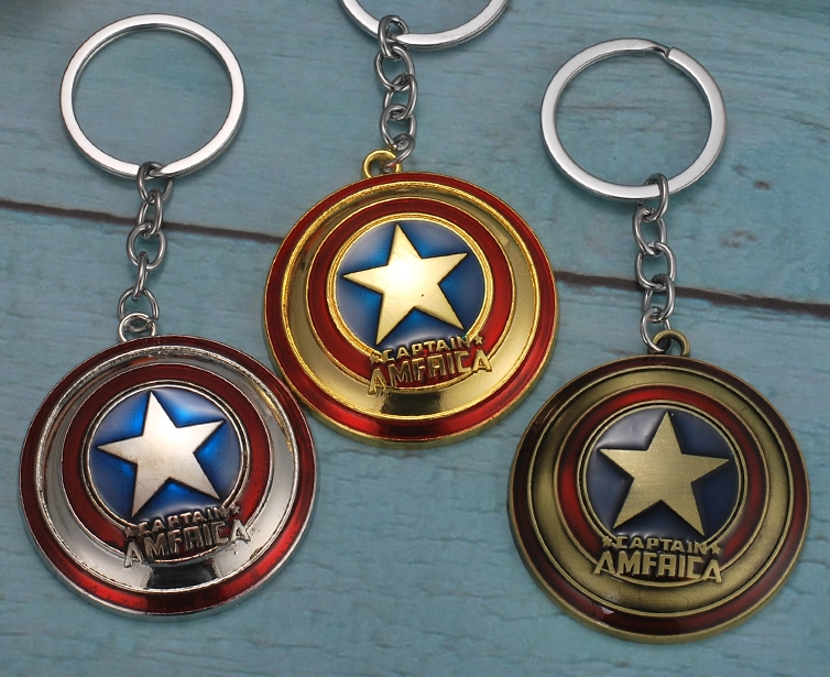 Captain America Shield Metal Key Chain Gold