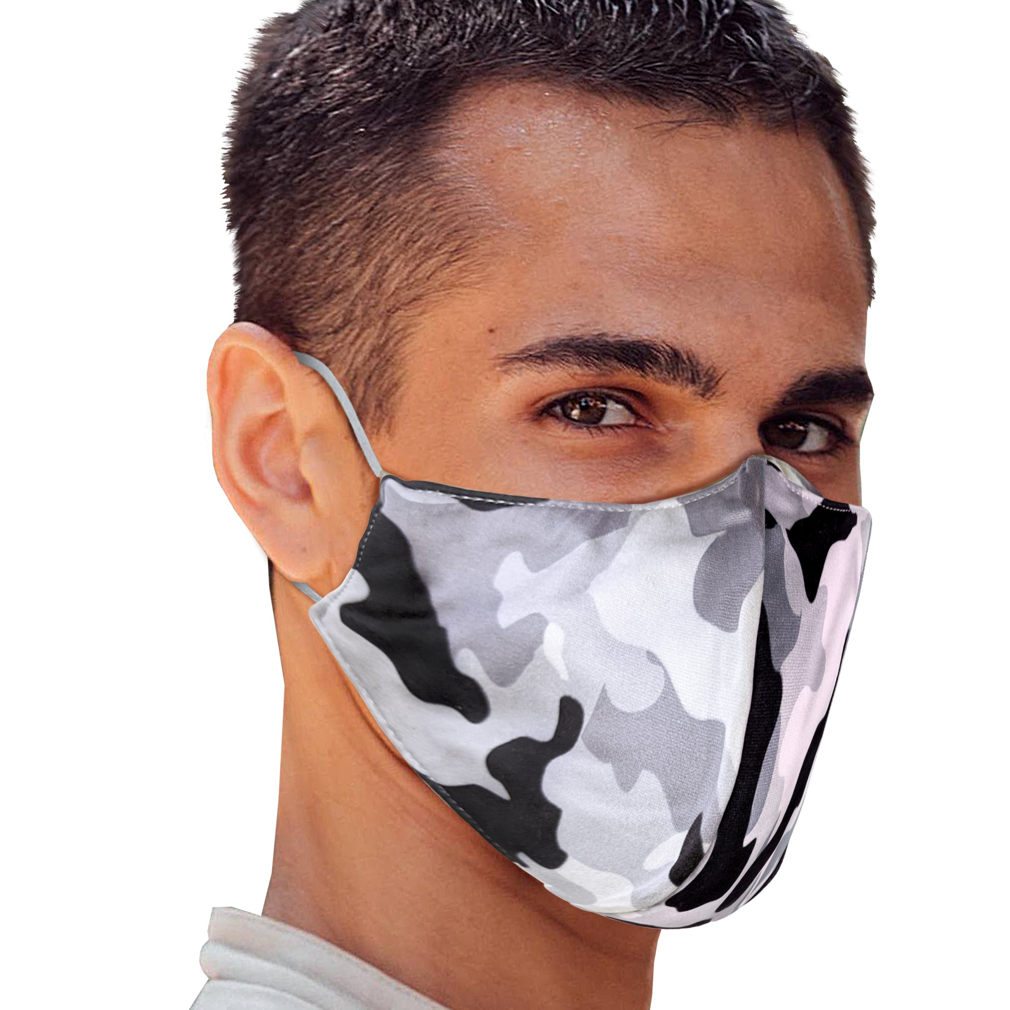 Grey Camo Face Mask | Cyan Poppy