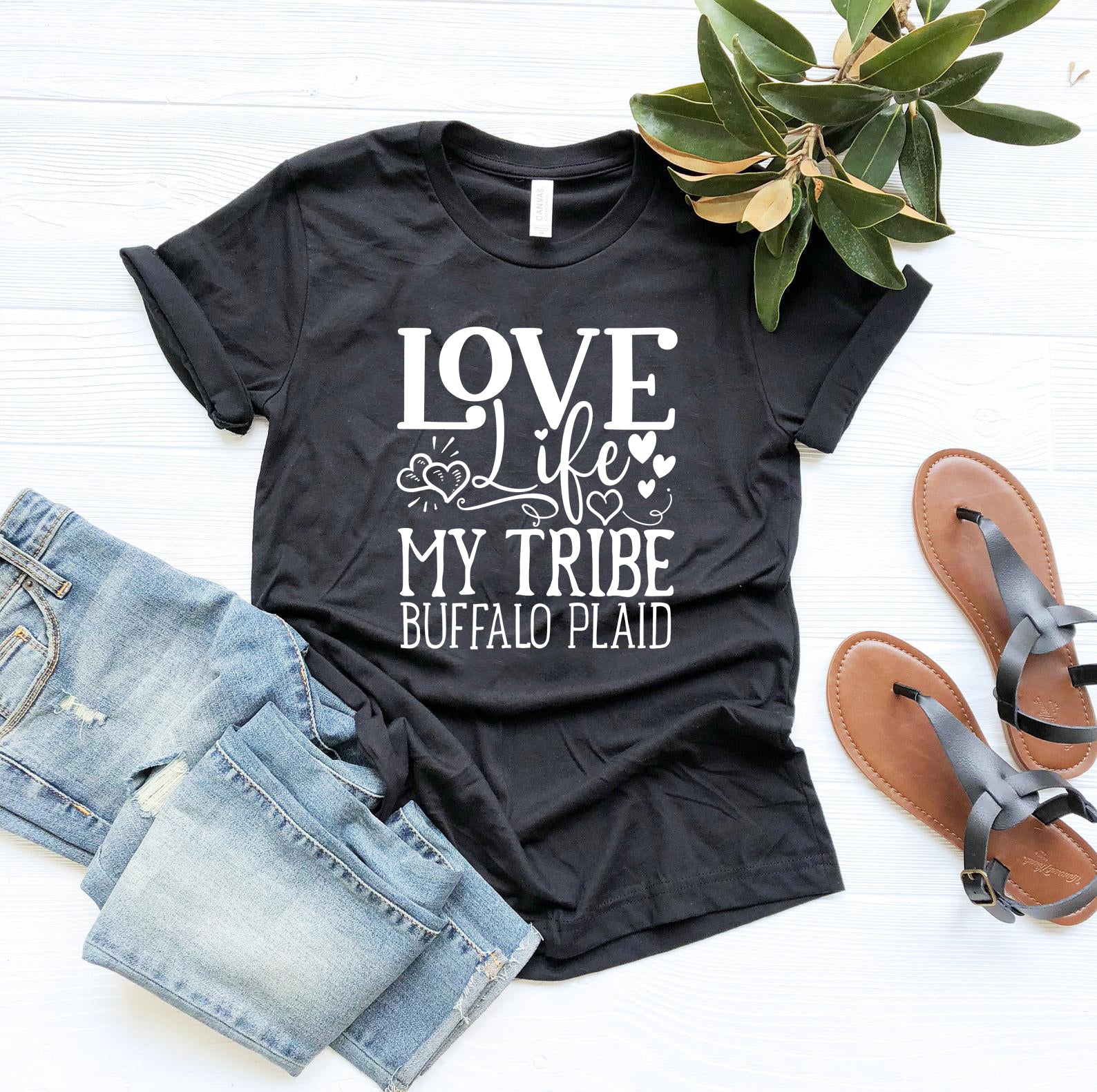 "Love Life My Tribe Buffalo Plaid" T-Shirt