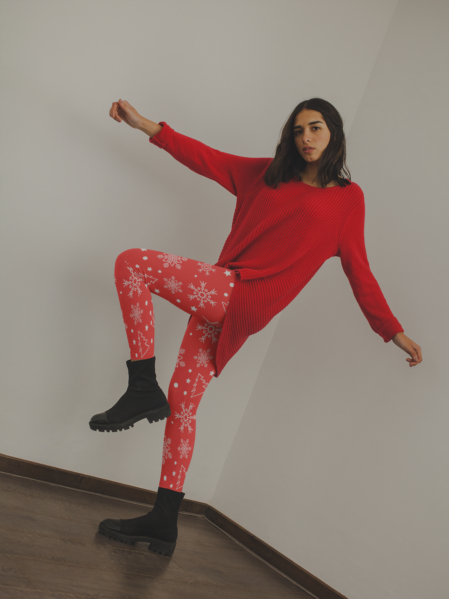 Red Christmas leggings