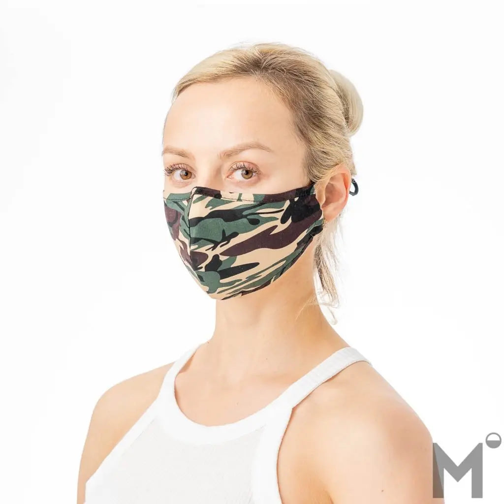 Green Camo Print Reusable Face Mask