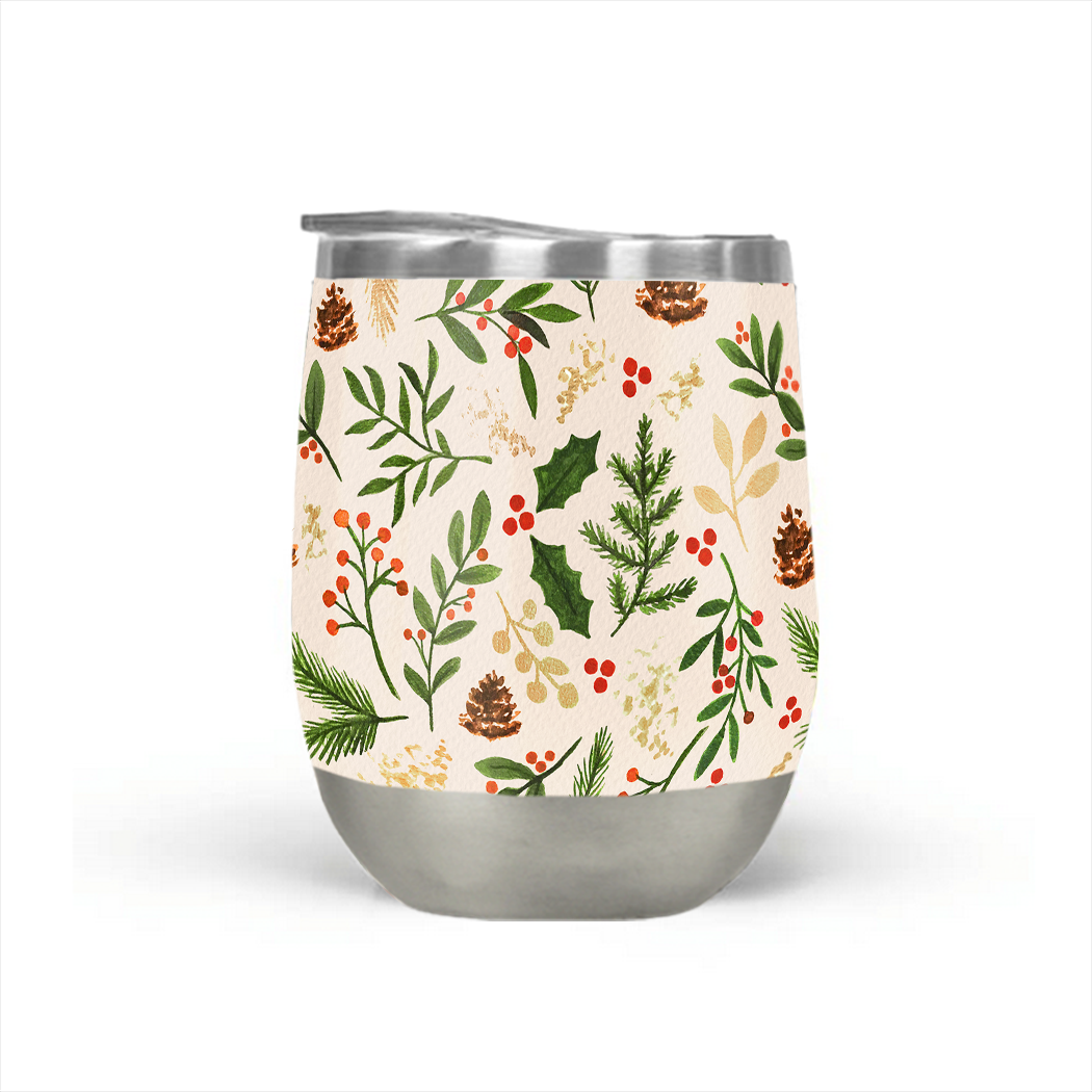 Christmas Watercolor Stemless Wine Tumbler