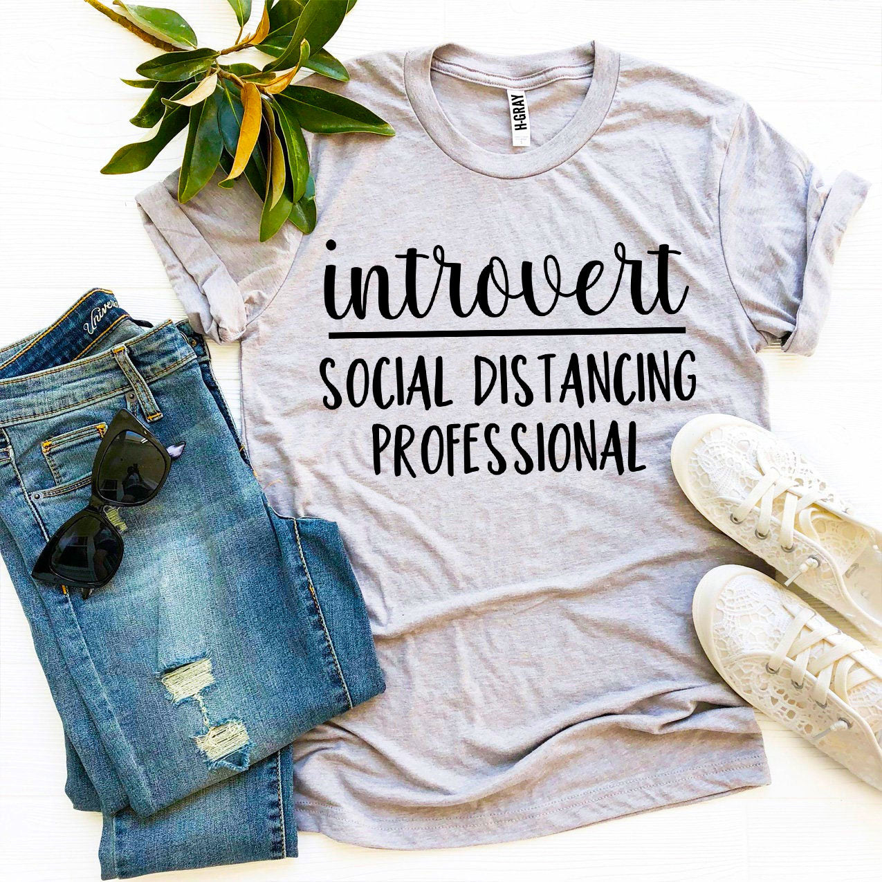 Introvert Social Distancing Professional T-shirt | Agate