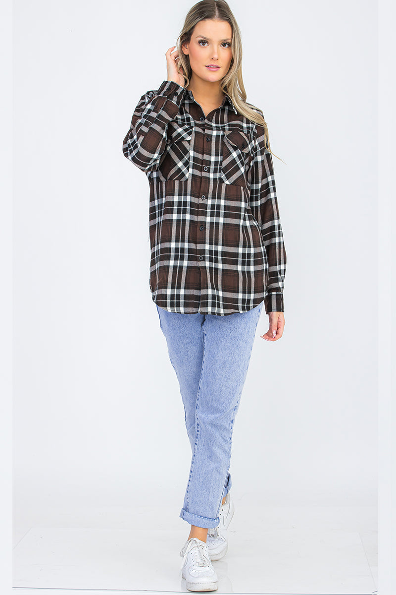 Oversize Boyfriend Plaid Checkered Flannel