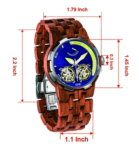 Men's Dual Wheel Automatic Kosso Wood Watch - For High End Watch