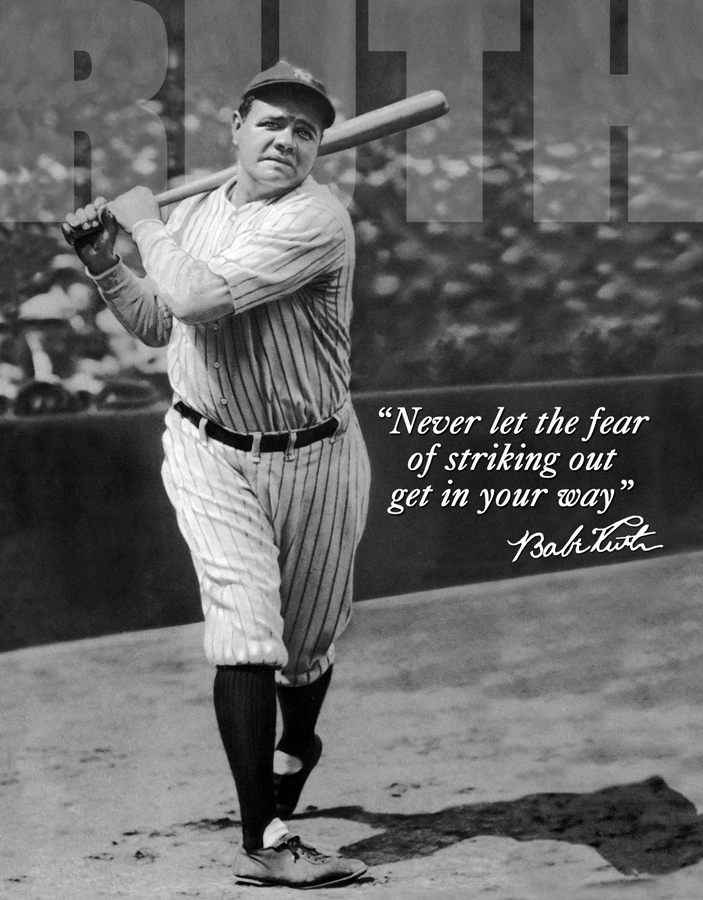 8 x 10  Inch Diameter Tin Sign Babe Ruth No Fear