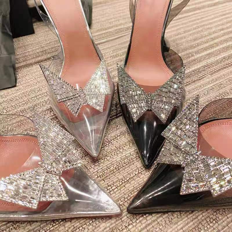 New Pointed Toe transparent high heels Butterfly-knot party Sandal