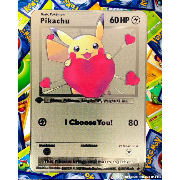 Valentine's Day Pikachu "I Choose You" Custom Metal Card