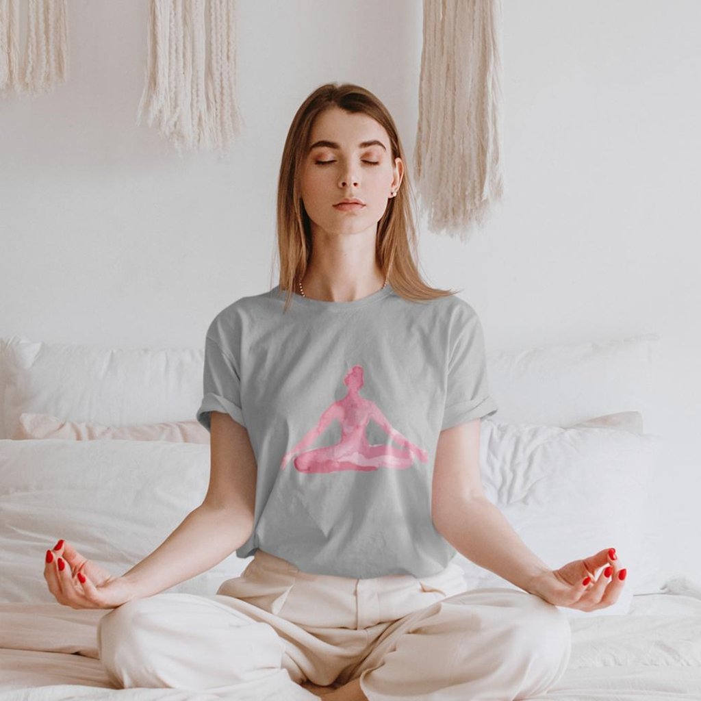 Yoga Meditation Pose Print T-Shirt | Yellow Pandora