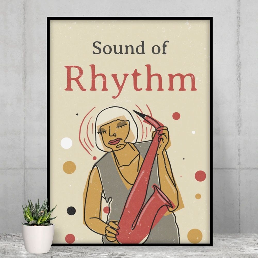 Sound of Rhythm Vintage Jazz Poster | Yellow Pandora