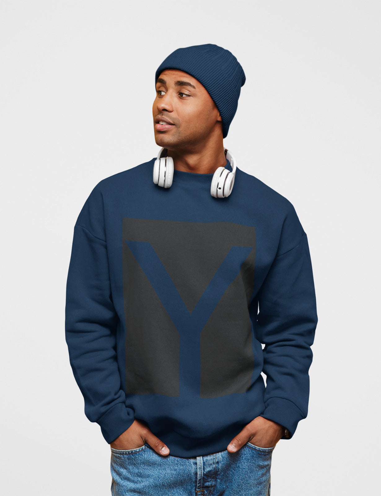 Mens Y Logo Crewneck Sweatshirt | Yellow Pandora