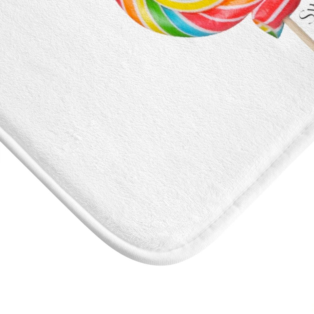 Lollipop Sweetness of Life in White Message Bath Mat