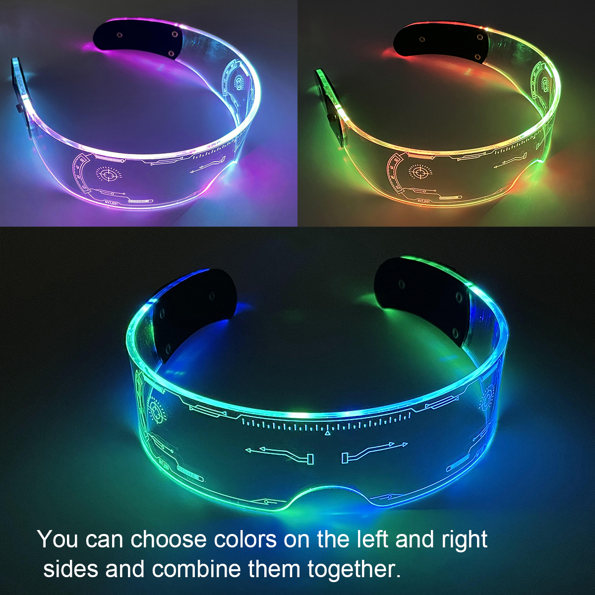 7 Color Decorative Cyberpunk LED Goggles LED Luminous Glasses