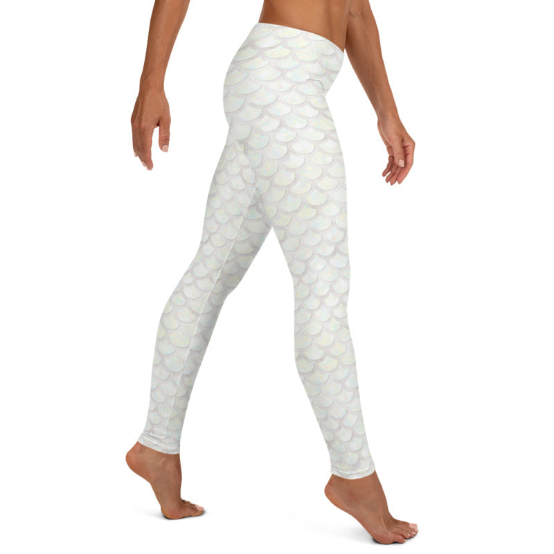 White Mermaid Leggings, Capris and Shorts