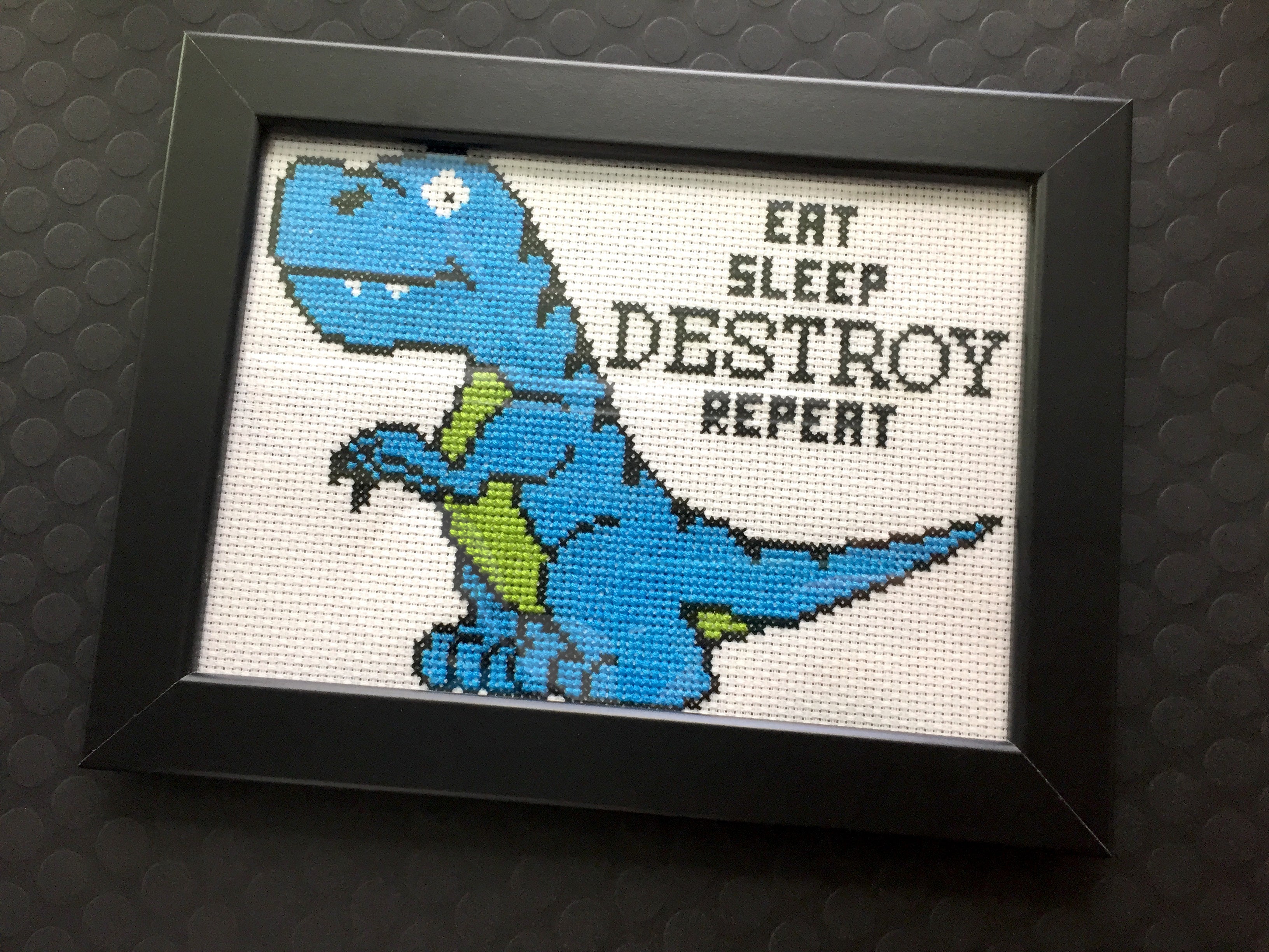 Dinosaur Destroy Counted Cross Stitch DIY KIT Intermediate