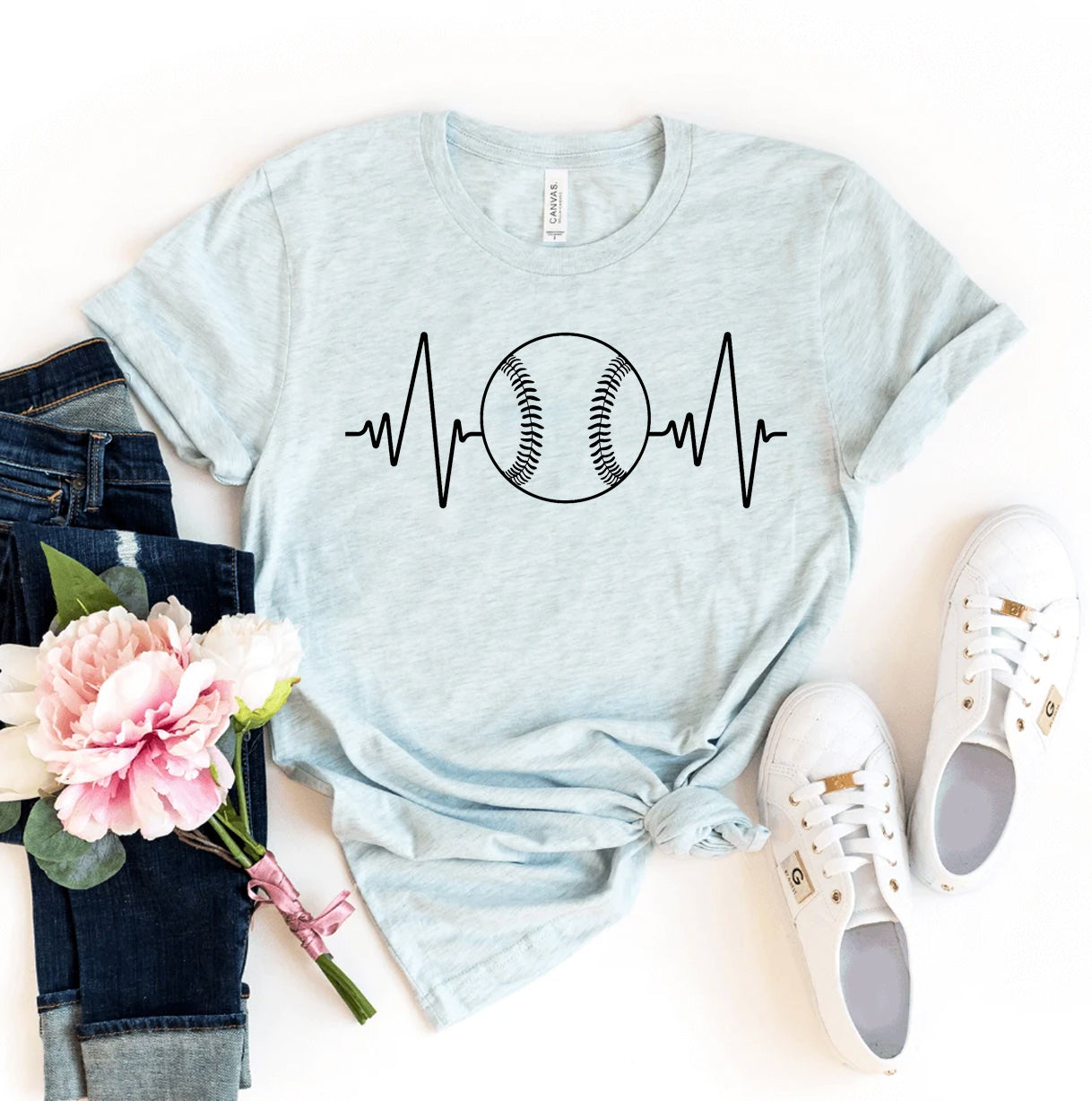 Baseball Heartbeat T-shirt | Agate