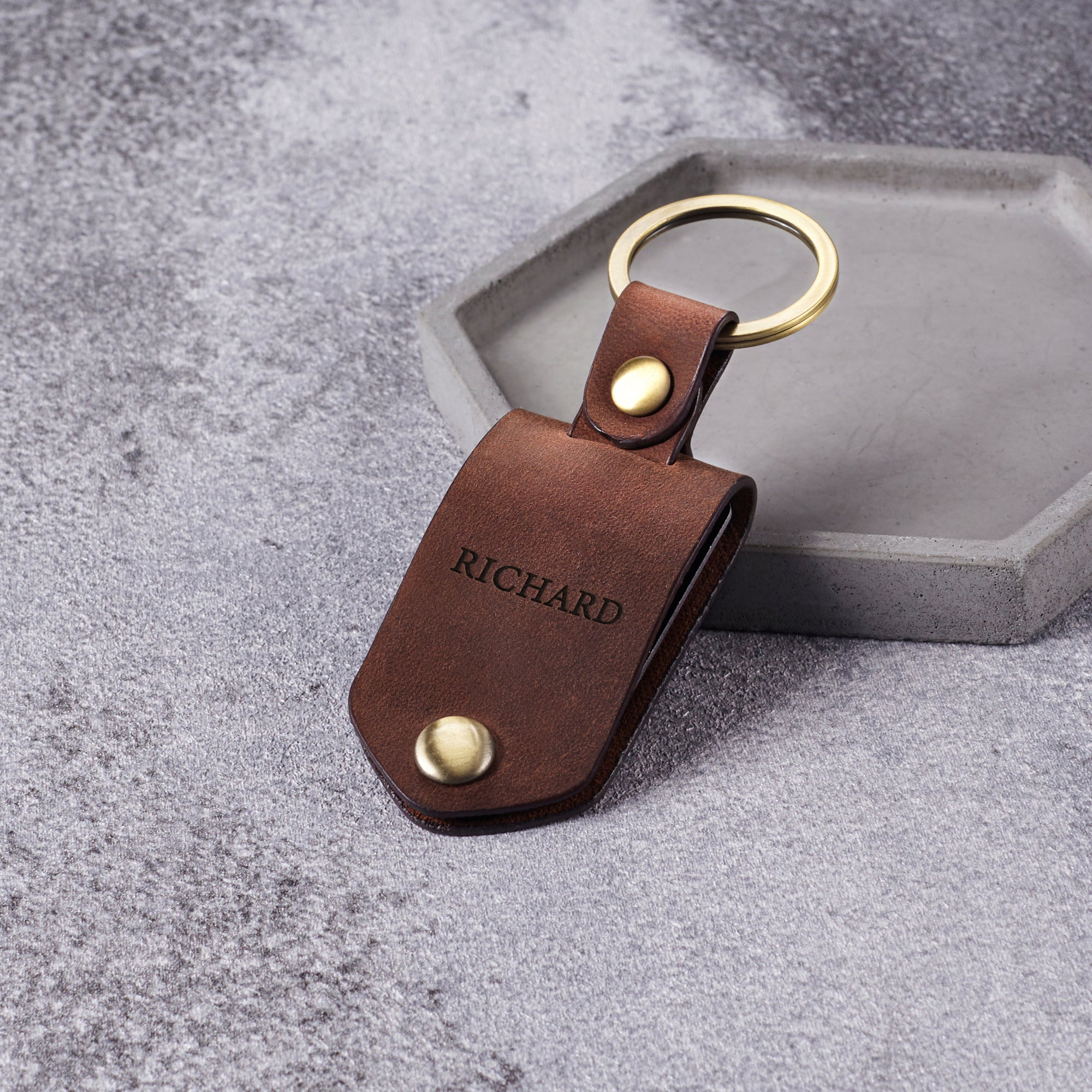 Engraved Leather Keychain For Men