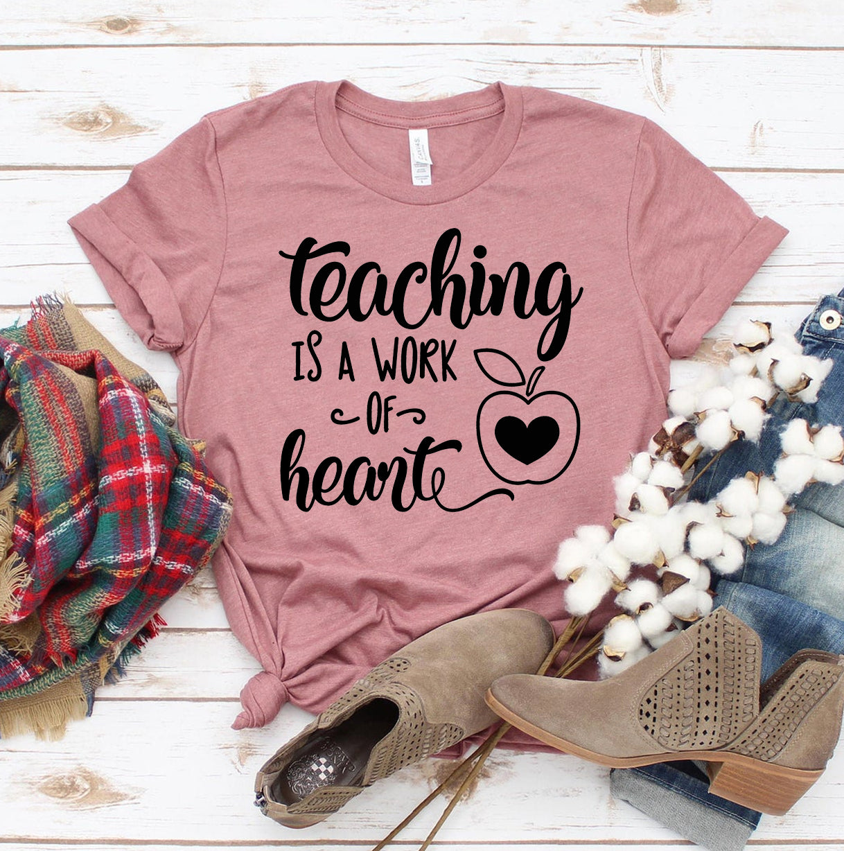 Teaching Is A Work Of Heart T-shirt | Agate