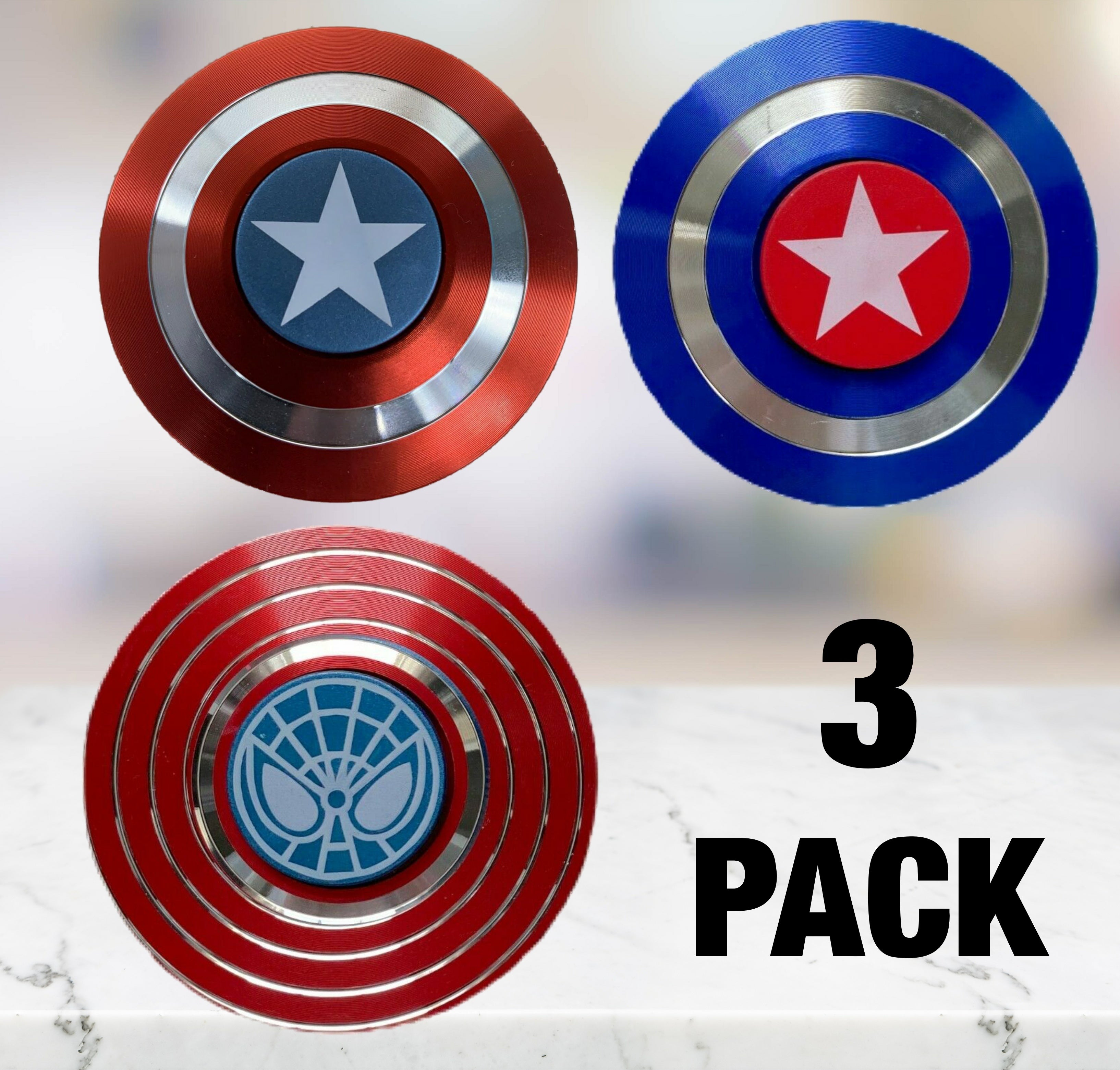 3 Pack Metal Handheld Finger Fidget Spinner Toy Captain America