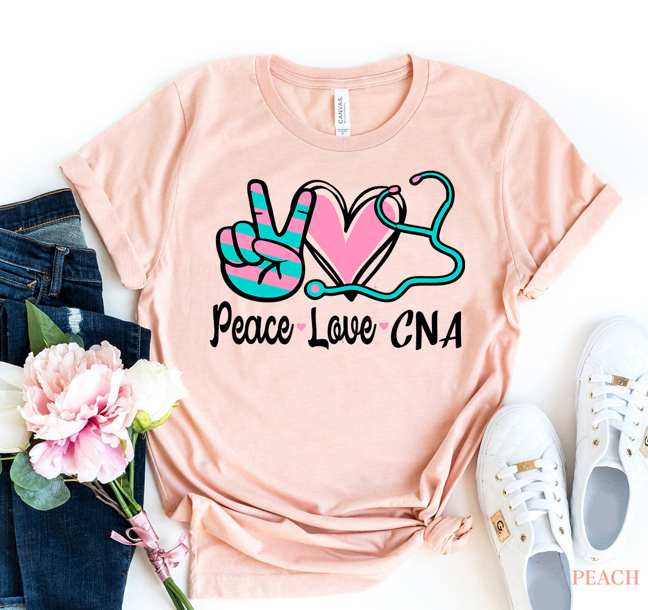 Peace Love CNA T-shirt | Agate
