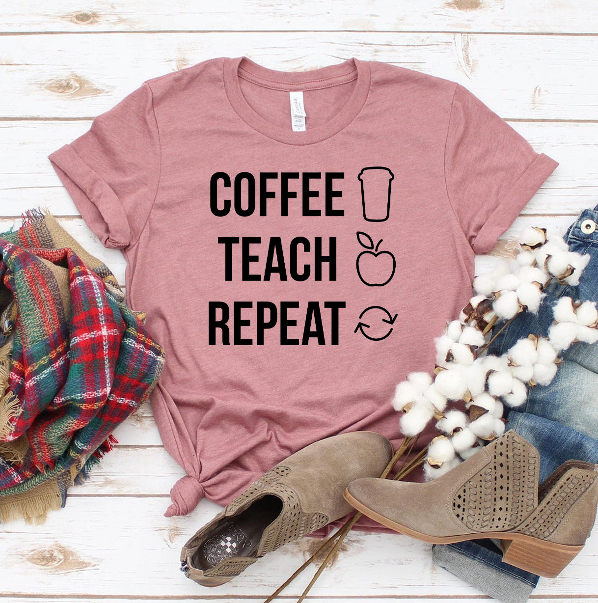 Coffee Teach Repeat T-shirt | Agate