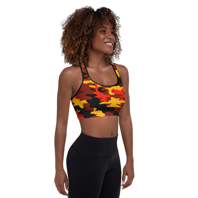 Orange Camo Sports Bra