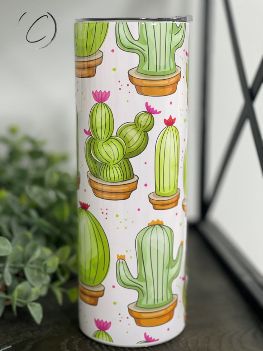 Watercolor Cacti 20oz Skinny Tumbler