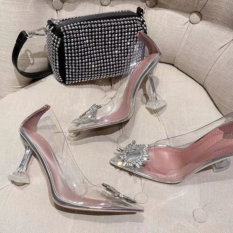 New women shoe Pointed Toe transparent high heels sexy Sandal