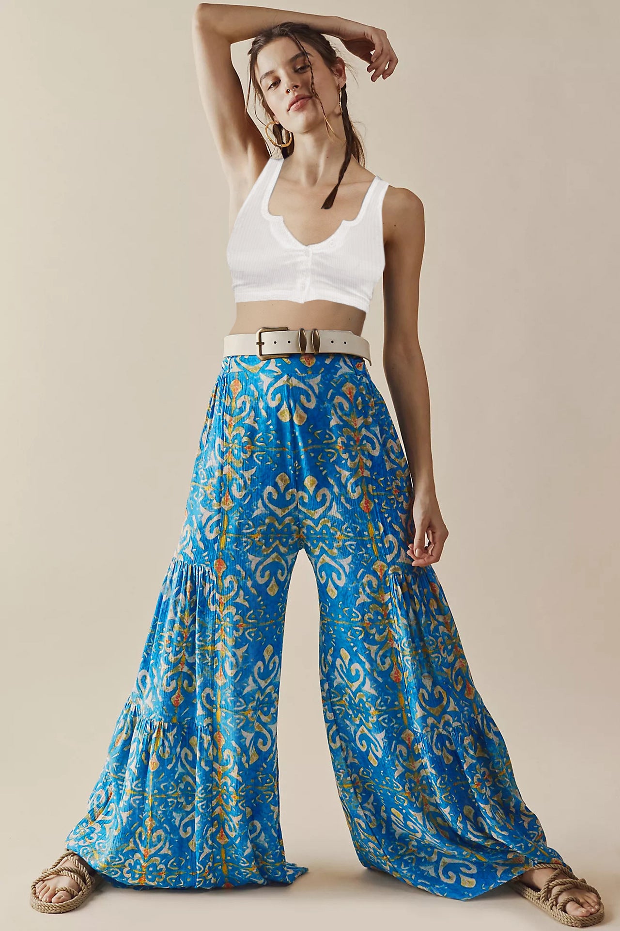 Digital Printing Women's Loose Casual Trousers Wide Leg Pants