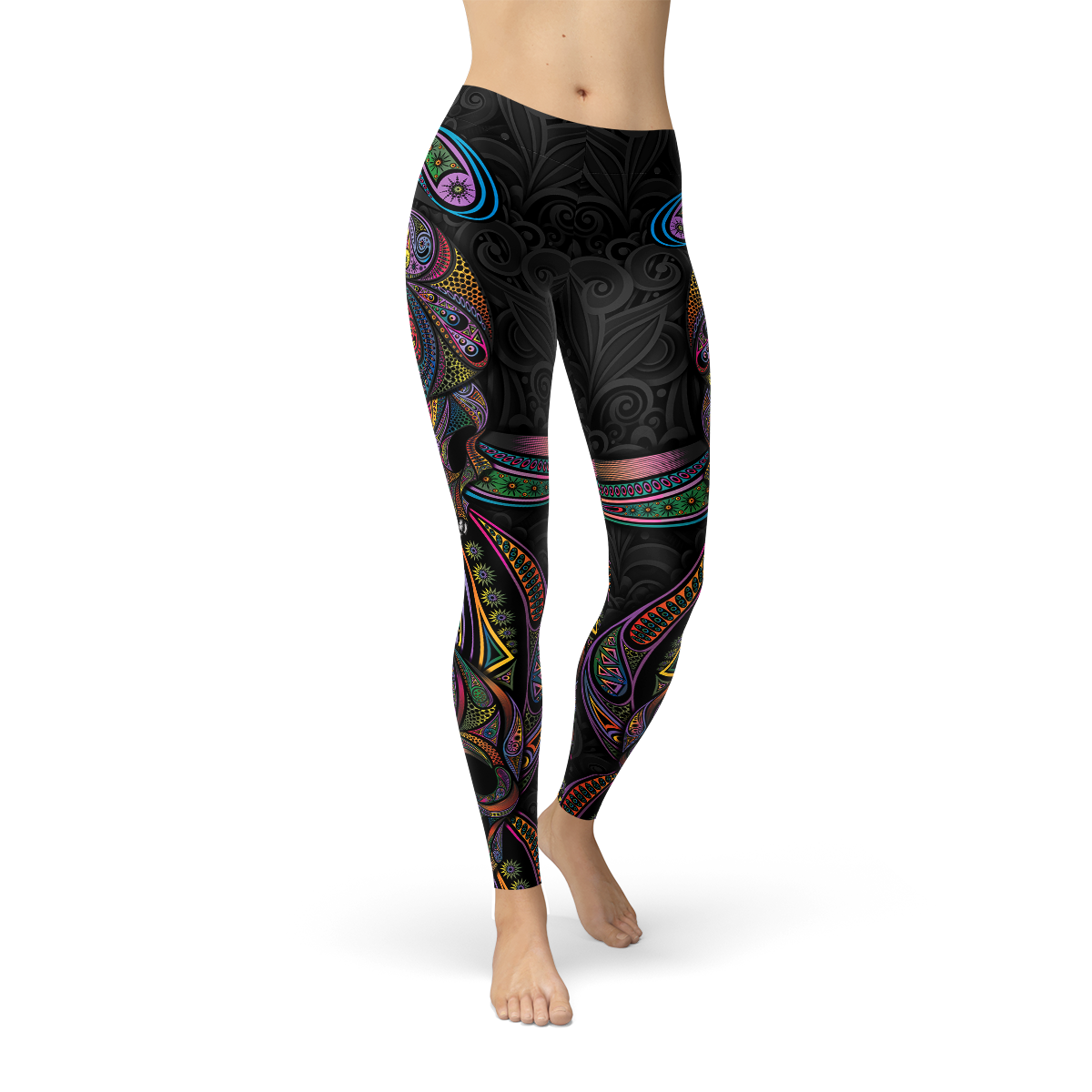 Womens Sugar Skull Leggings | Maroon Sooty