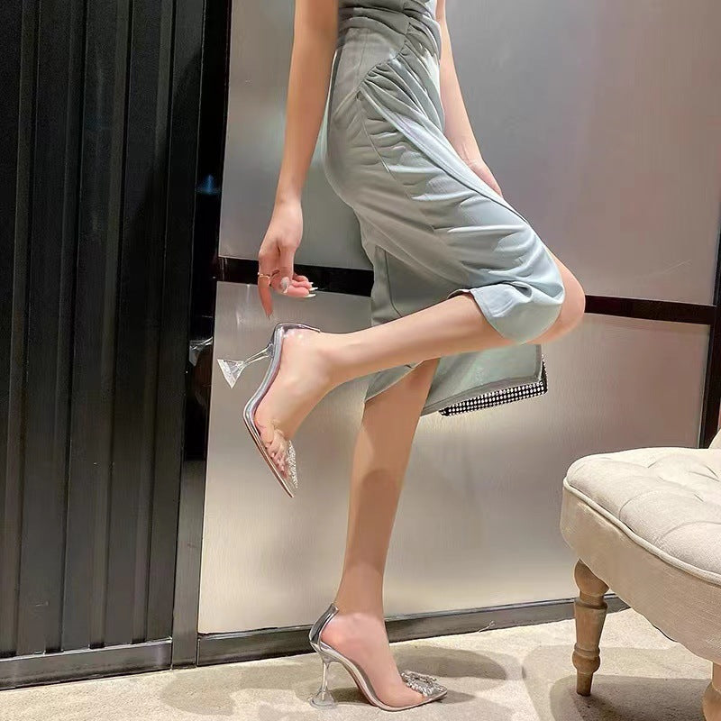 New women shoe Pointed Toe transparent high heels sexy Sandal