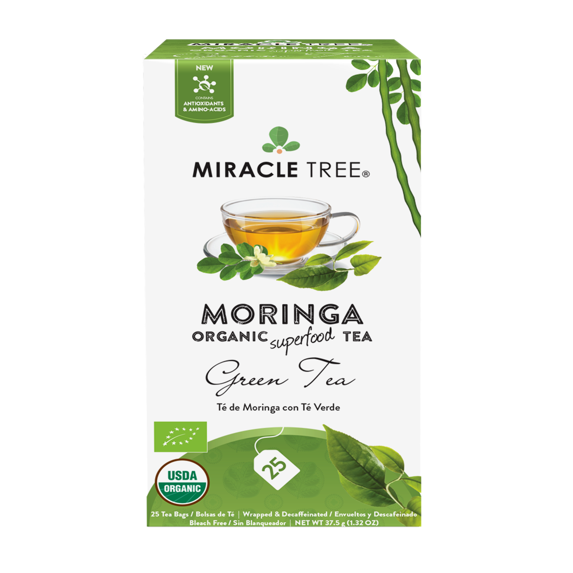 Miracle Tree's Organic Moringa Tea, Green Tea