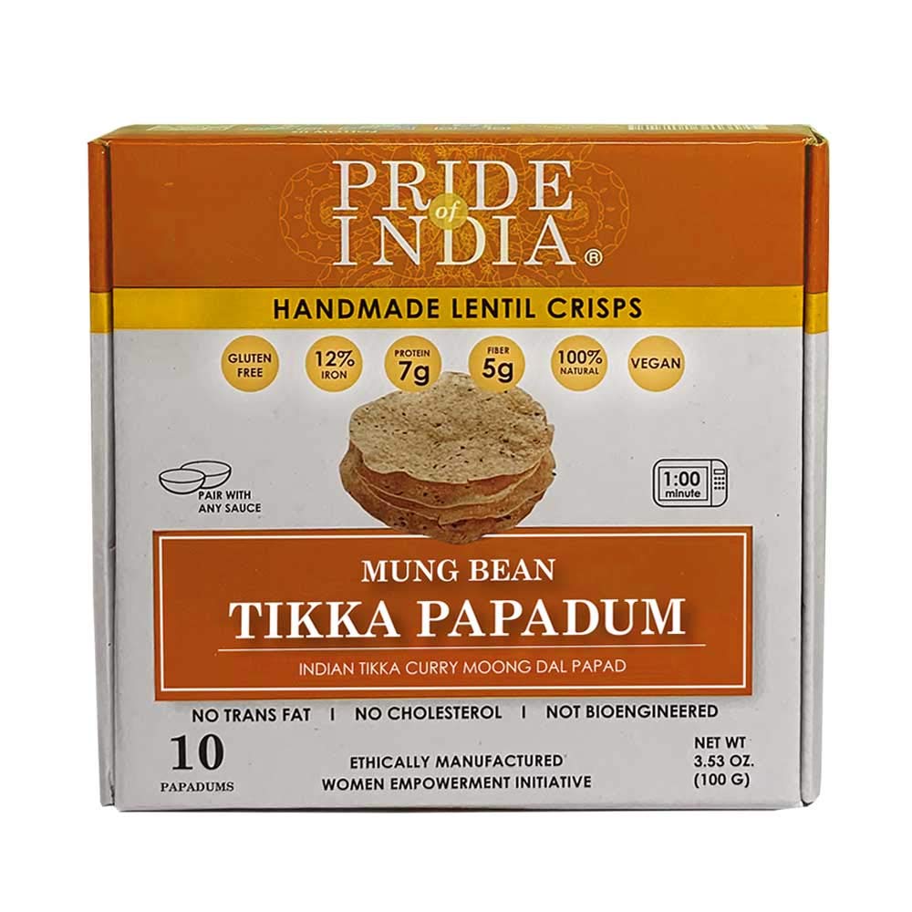 Tikka Curry Mung Bean Papadum Lentil Crisp - Pack of 6