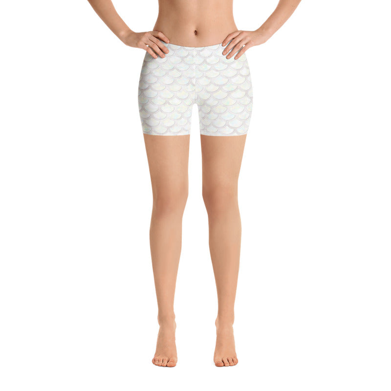 White Mermaid Leggings, Capris and Shorts