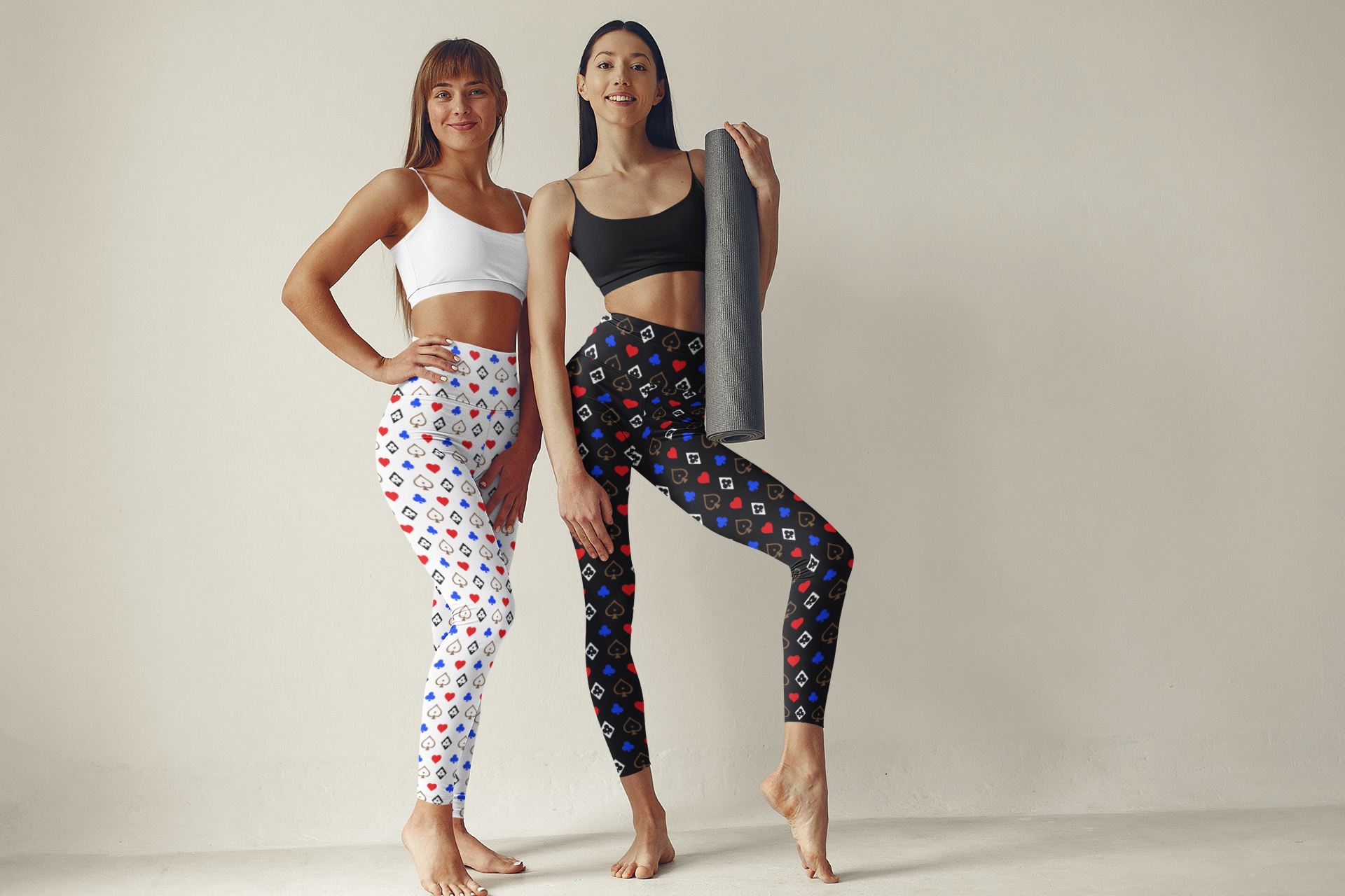 High Waist Vegas Lights Leggings Red White Blue