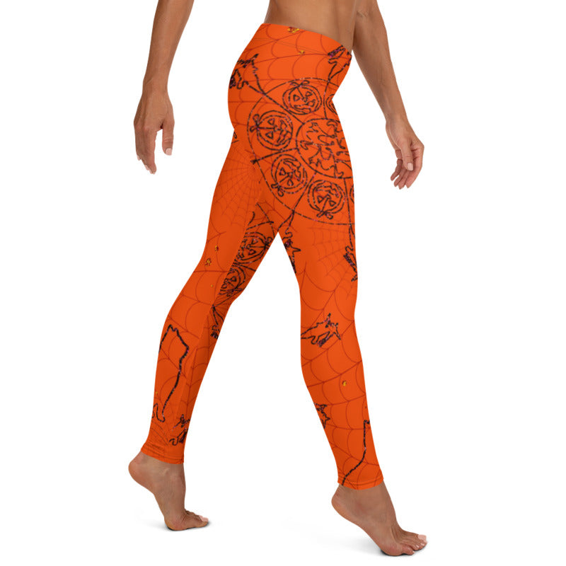 Orange Mandala leggings, Capris and Shorts Halloween