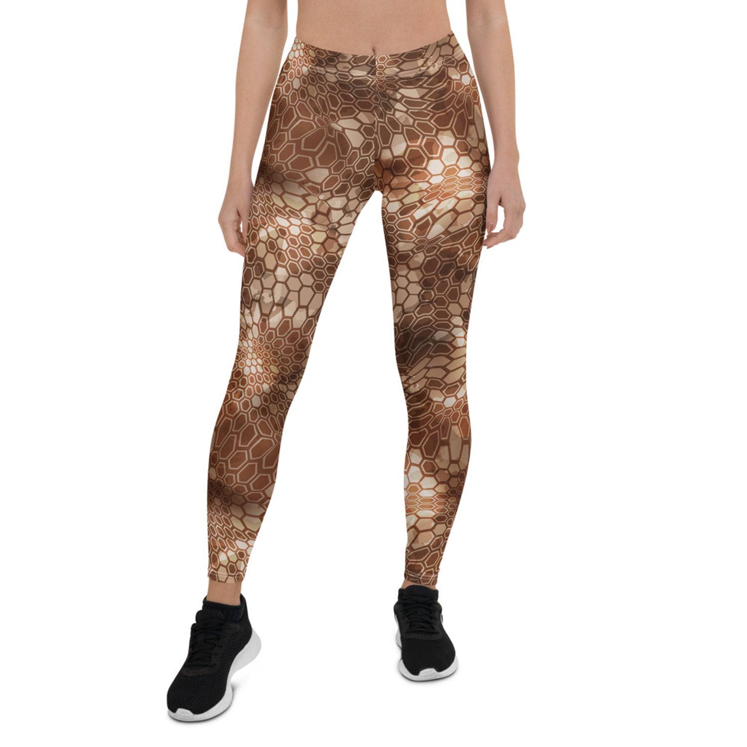 Brown Honeycomb Leggings for Women