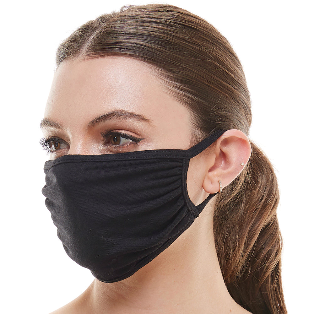 Solid black washable reusable fabric face mask | Indigo Arrowwood