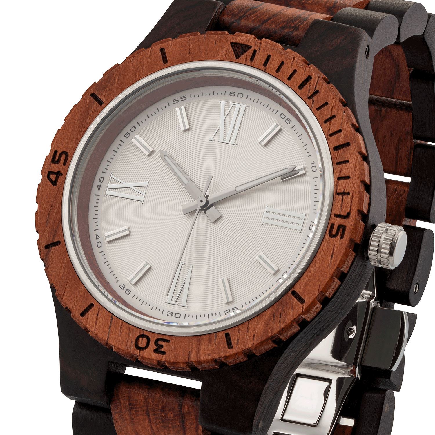 Men's Handcrafted Engraving Ebony & Kosso Wood Watch - Best Gift Idea!