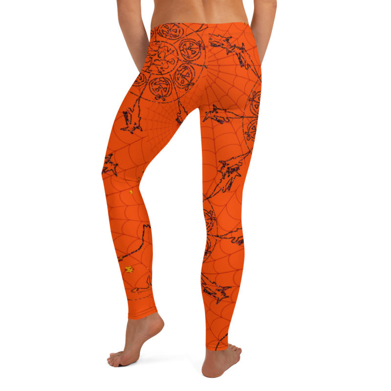 Orange Mandala leggings, Capris and Shorts Halloween