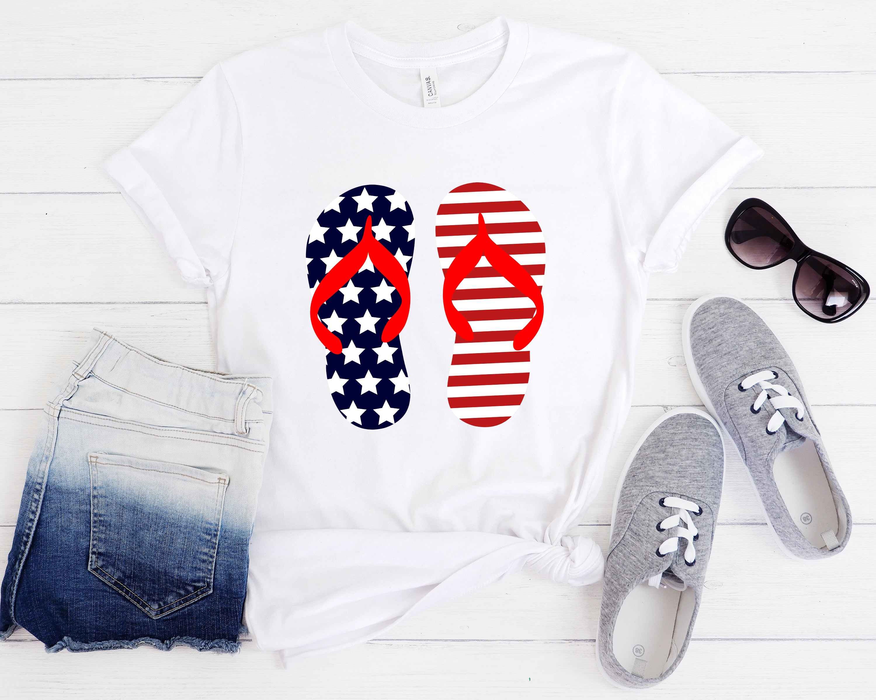 Organic Cotton Patriotic Flip Flops T-Shirt